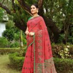 Watermelon Linen Saree