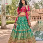 Green & cerise Lehenga