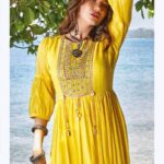 Canary yellow and green Kurti dress