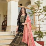 Black and Peach Kurti Set