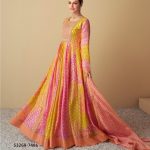 Multicolour Orange and Pink Anarkali