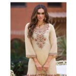 Cream Salwar Kameez