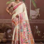 Cream Saree